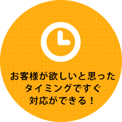 お客様が欲しいと思ったタイミングですぐ対応ができる！